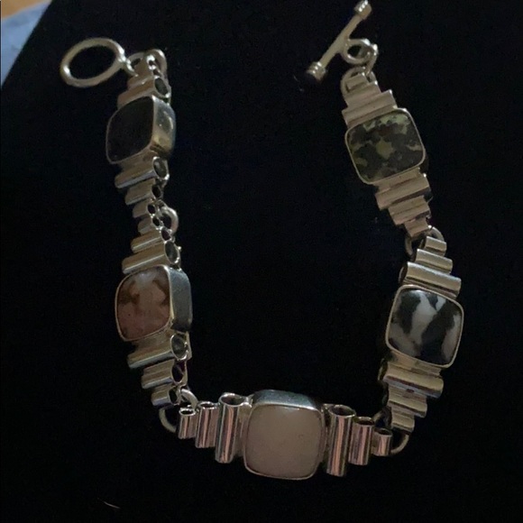 Genuine Stone Sterling Silver Bracelet - Picture 1 of 4